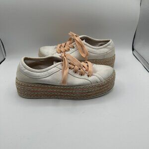 Call It Spring White/Peach Espadrille Tennis Shoes Sneakers Women's 6